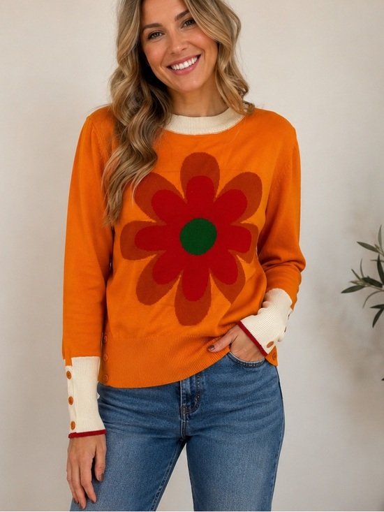OXKnit Sweaters - Oxknit Retro Flower Sweater Size Medium